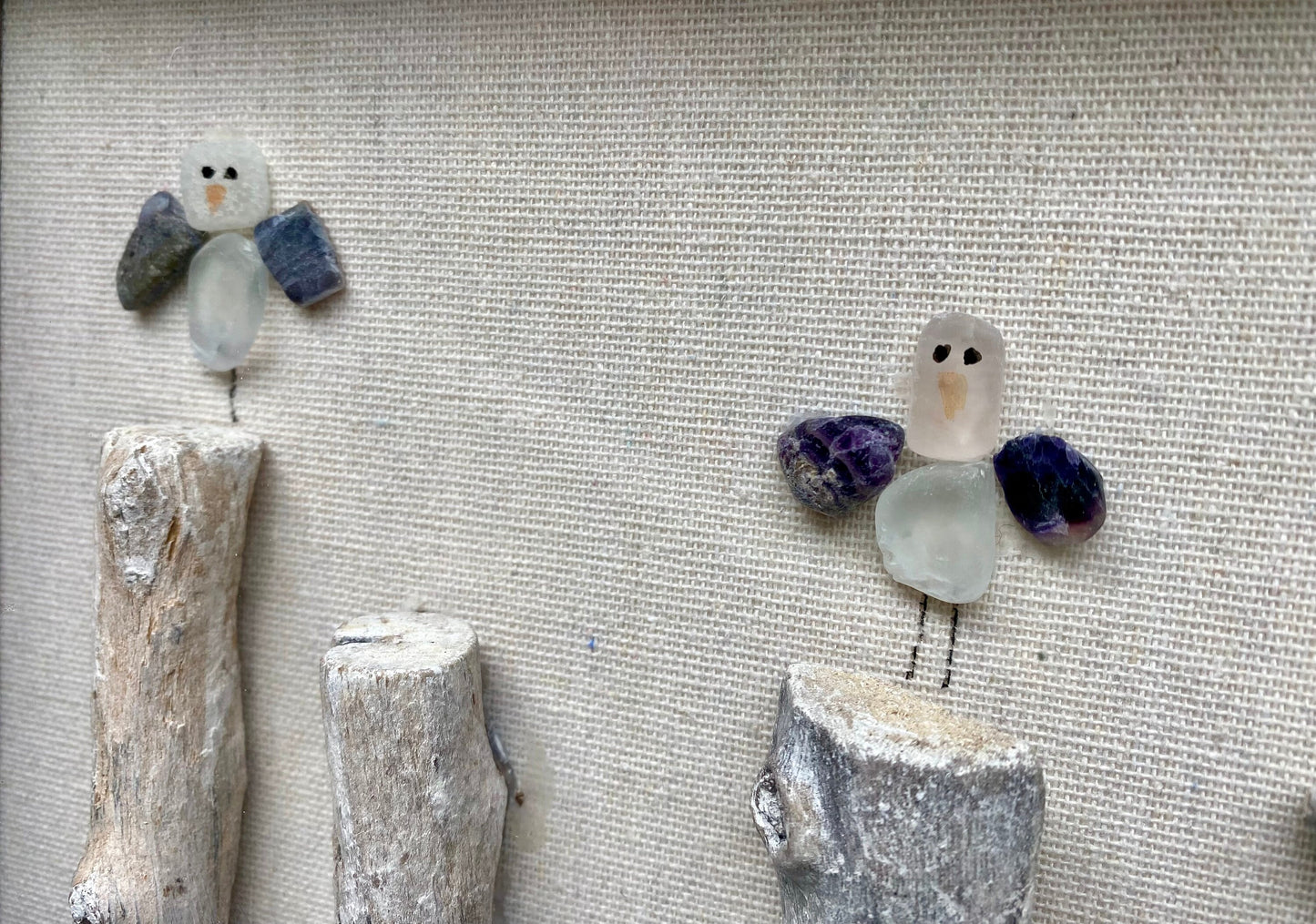 Sea Glass Pebble Art, Pebble Art Birds, Gift for Her, Friendship Gift, Seaglass Picture, Bird Lover Gift