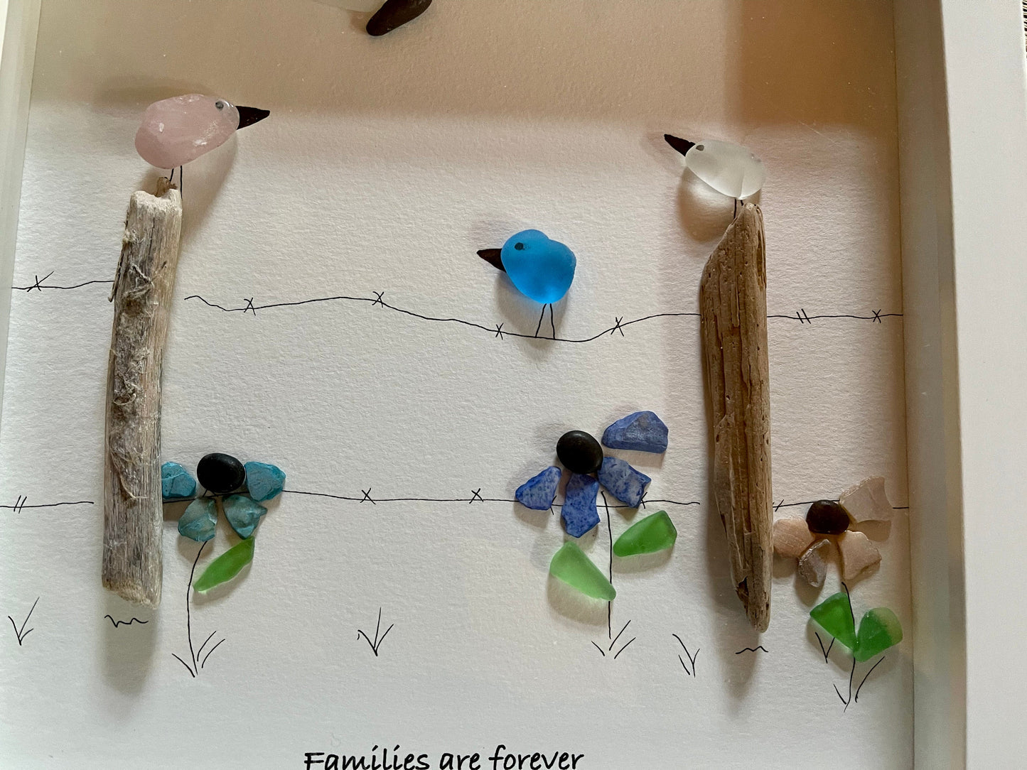 Sea Glass Pebble Art, Pebble Art Flowers, Gift for Her, Thank You Gift, Seaglass Picture, Gratitude