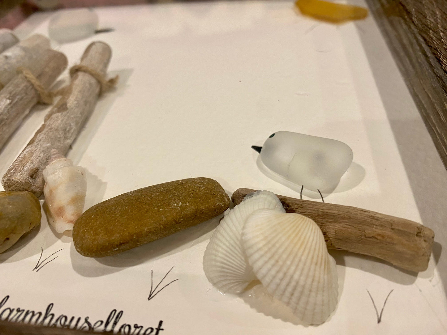 Sea Glass Pebble Art, Pebble Art Seagulls, Gift for Her, Seaglass Picture, Coastal Artwork