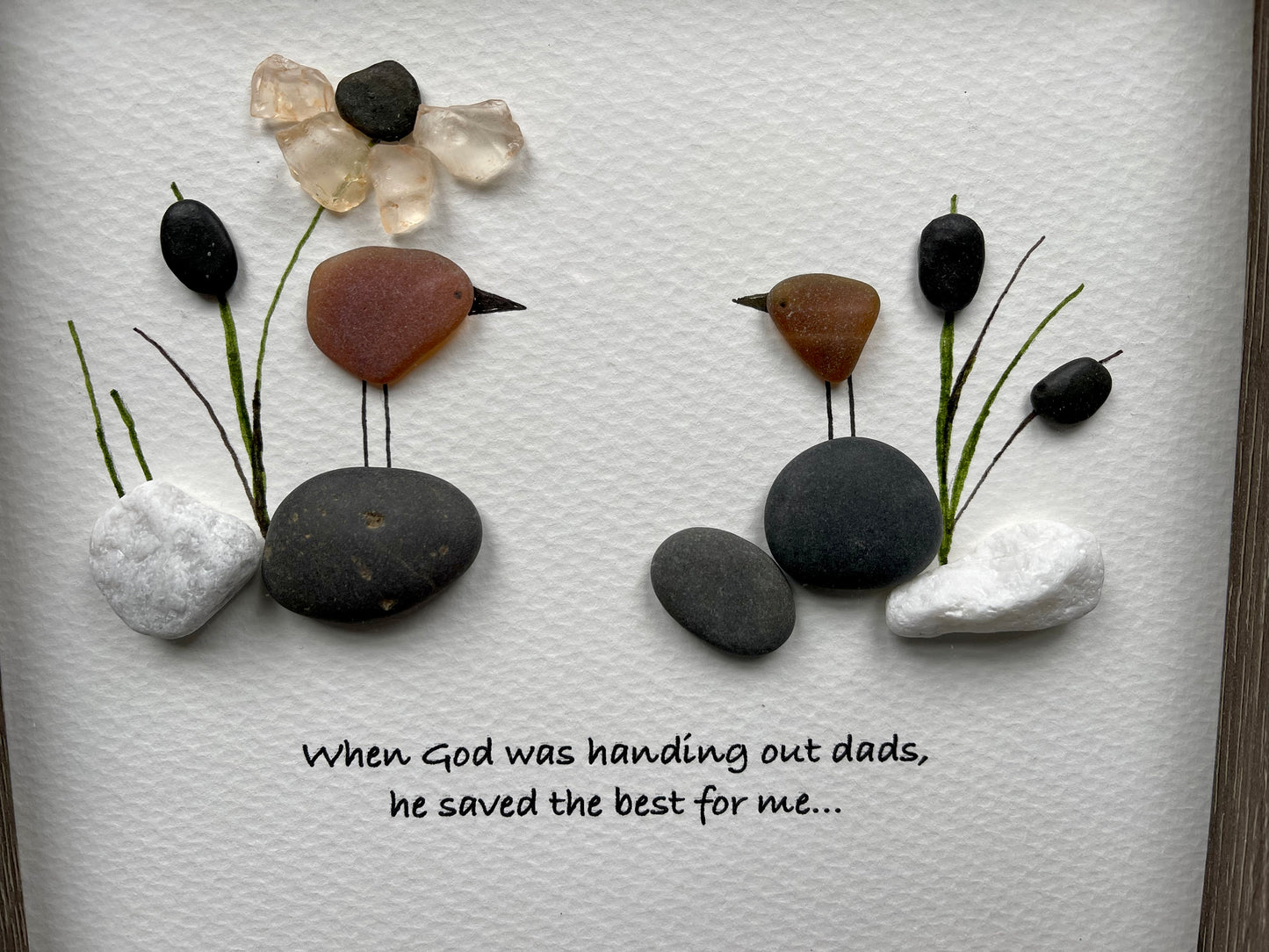 Sea Glass Pebble Art, Pebble Art Love Birds, Gift for Dad, Fathers Day Gift, Seaglass Picture, Love