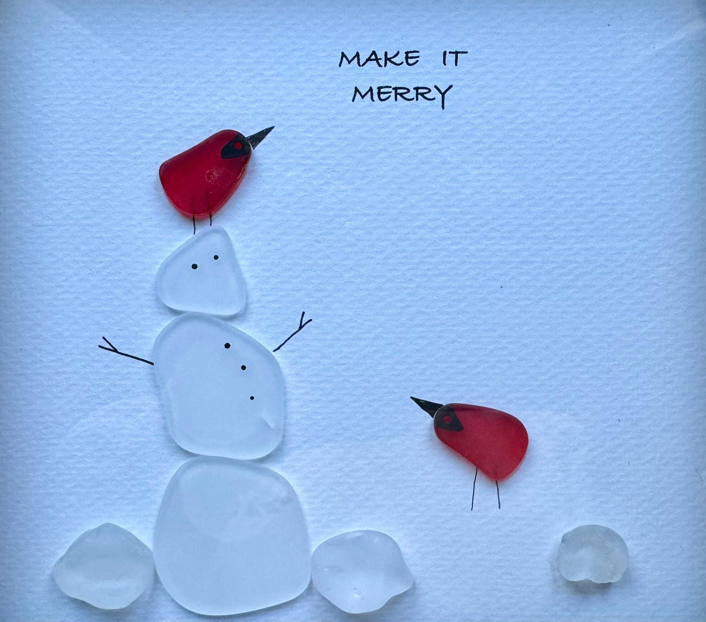 Sea Glass Pebble Art, Pebble Art Nature, Seaglass Picture, Make It Merry, Snowman, Holiday Gift, Hostess Gift