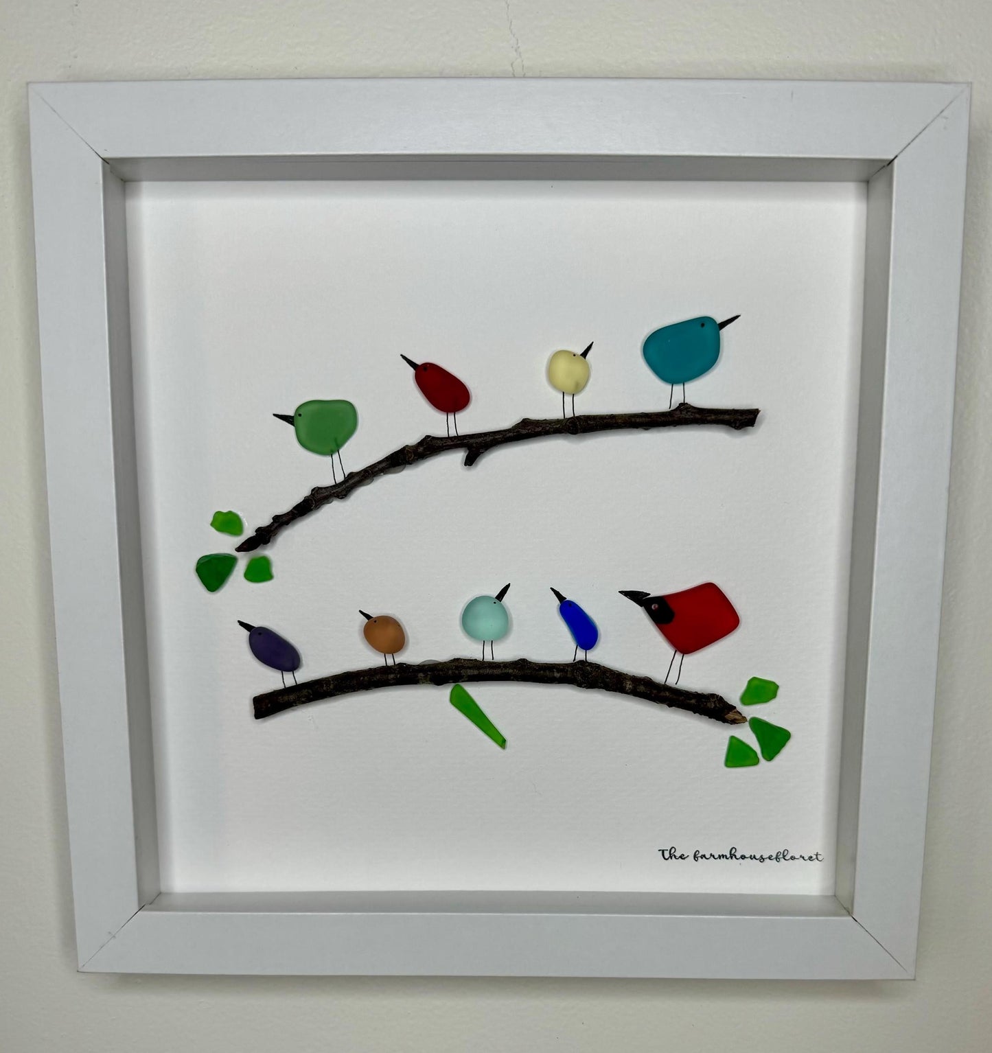 Sea Glass Pebble Art, Pebble Art Birds, Gift for Her, Friendship Gift, Seaglass Picture, Bird Lover Gift