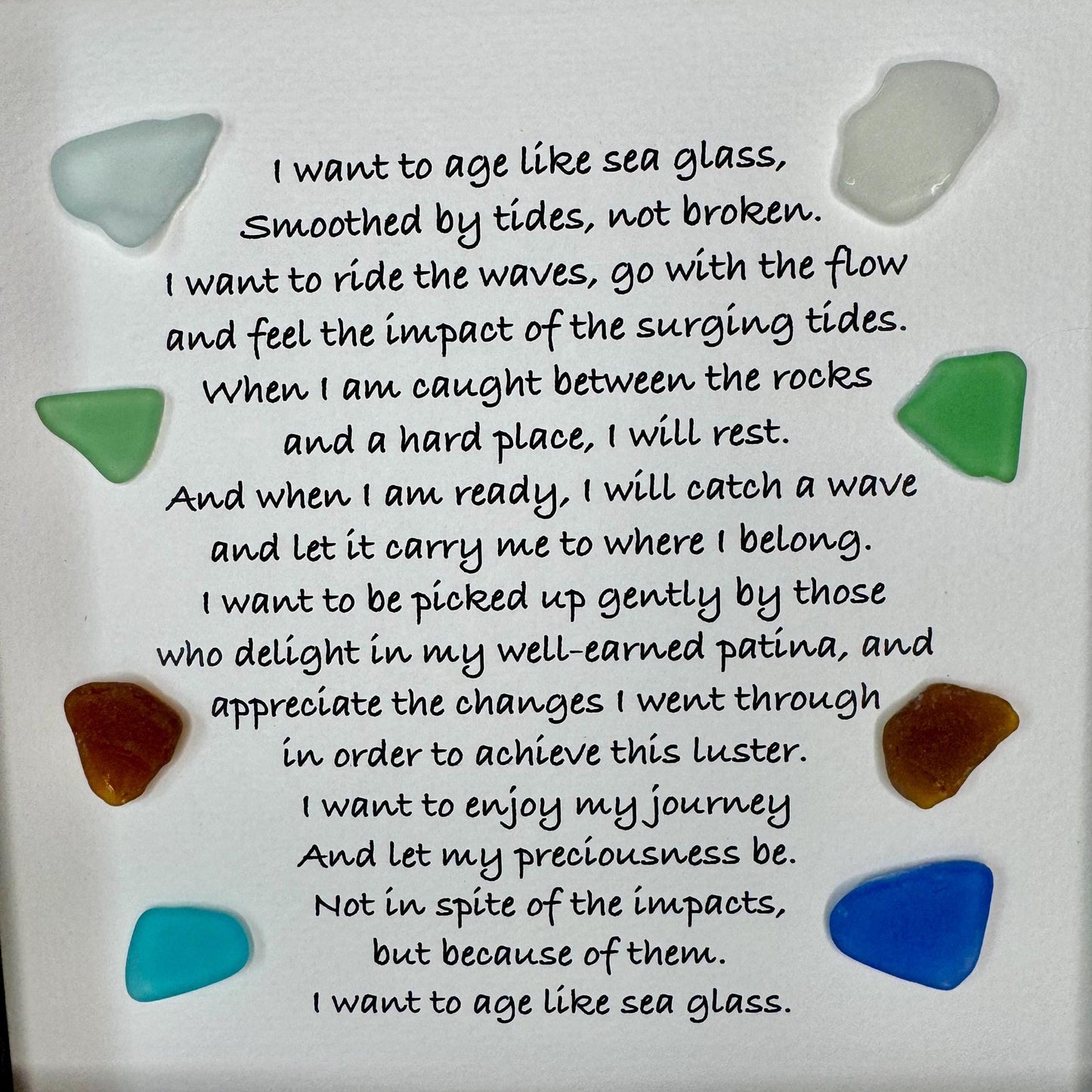 Sea Glass Pebble Art, Sea Glass, Gift for Her, Friendship Gift, Seaglass Picture, Age Like Sea Glass