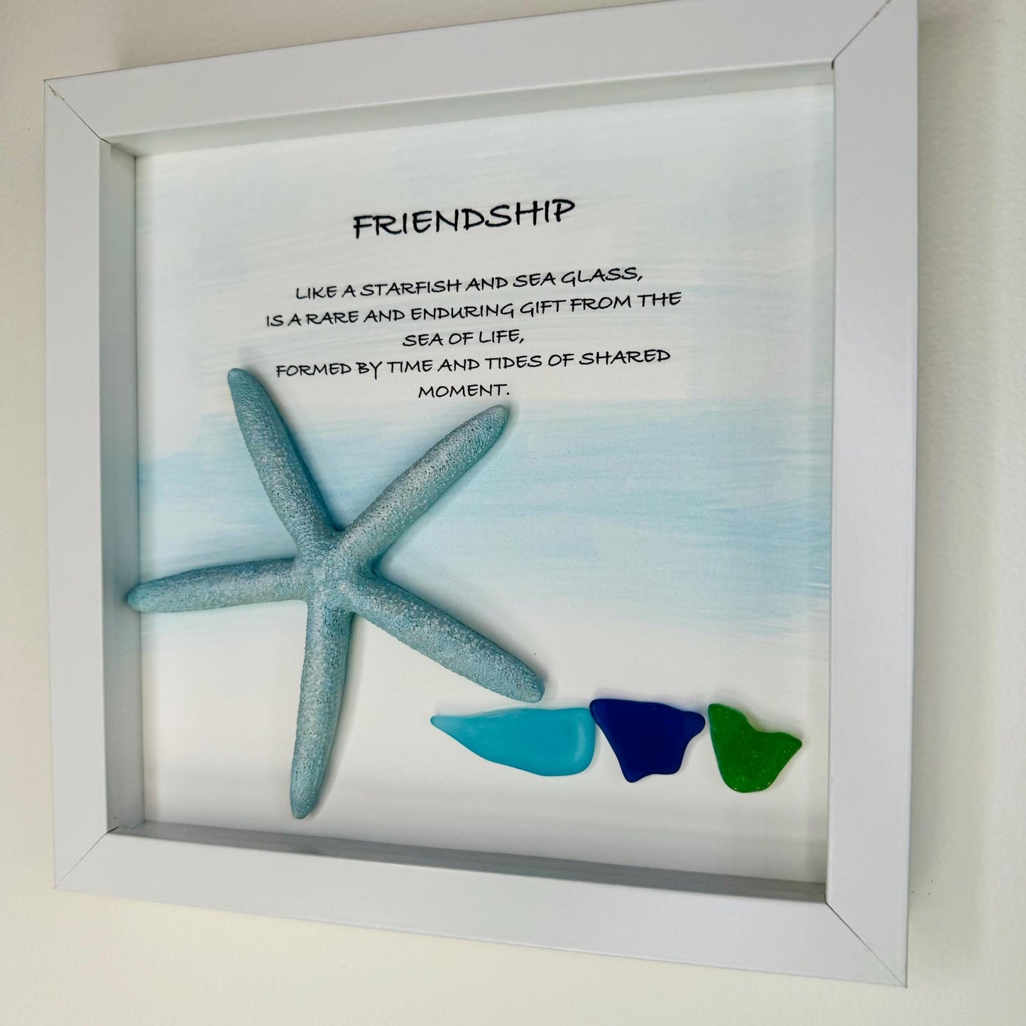 Sea Glass Pebble Art, Pebble Art Beach Scene, Gift for Her, Friendship Gift, Seaglass Picture, Beach Lover, Starfish