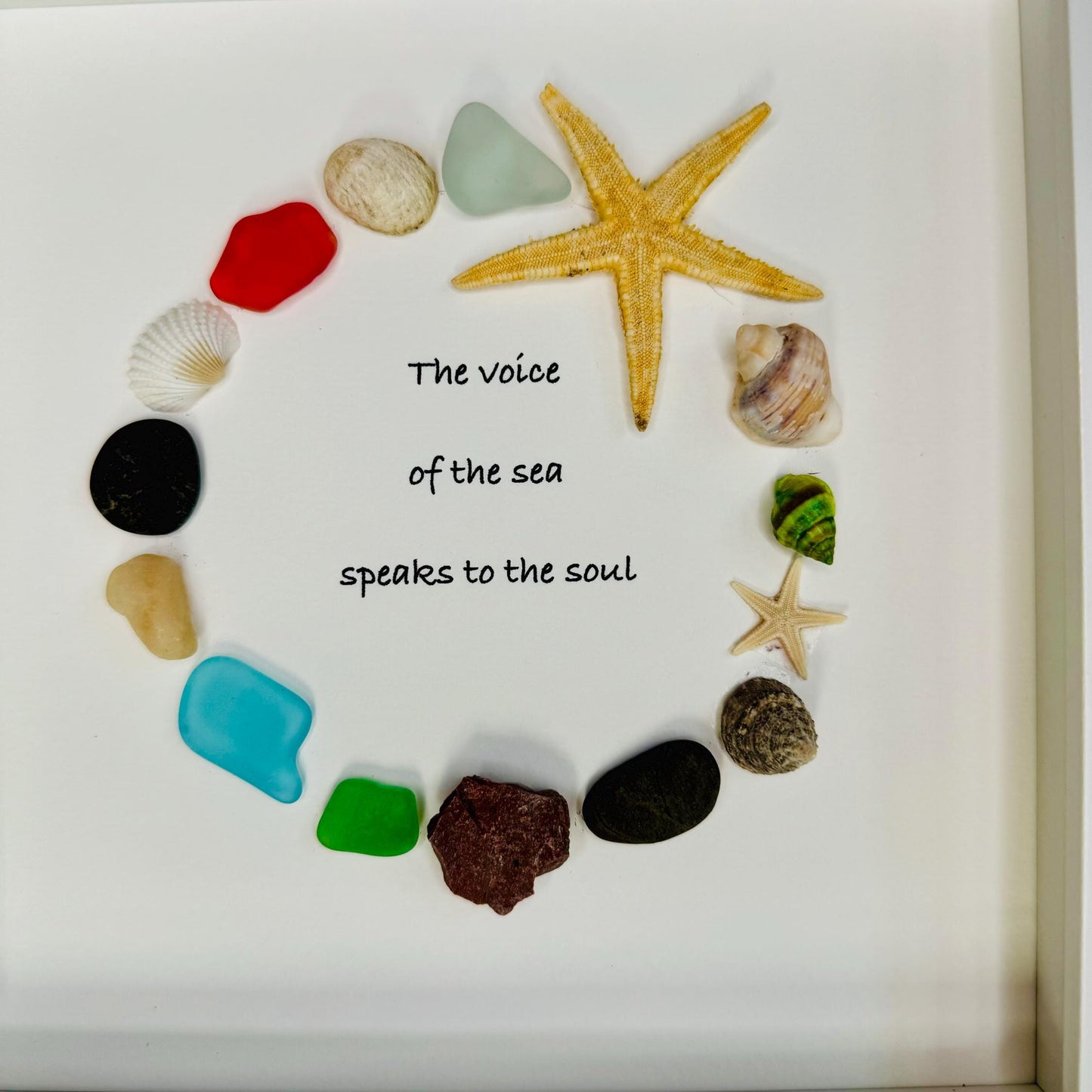 Sea Glass Pebble Art, Sea Glass Whale, Gift for Her, Friendship Gift, Seaglass Picture, Ocean Lover, Life Is Simple By The Sea