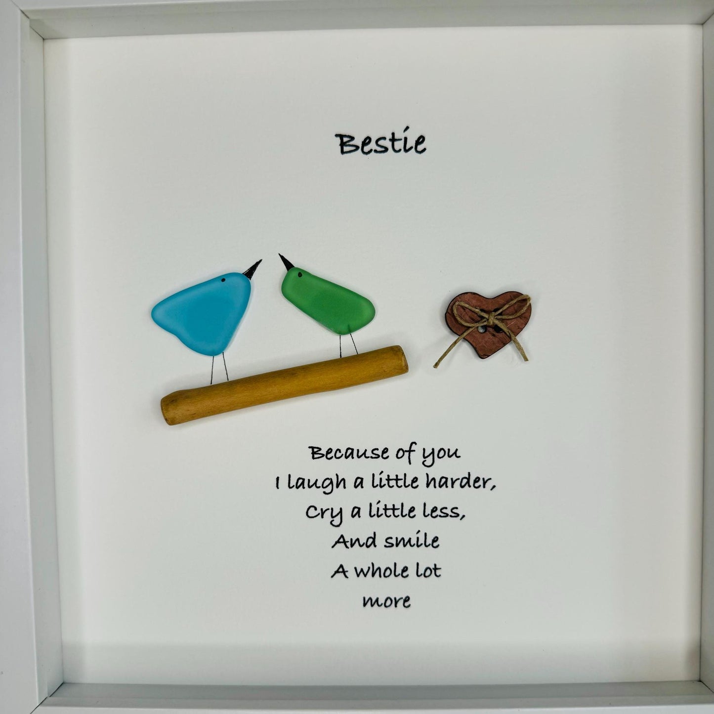 Sea Glass Pebble Art, Pebble Art Birds, Gift for Her, Friendship Gift, Seaglass Picture, Bird Lover Gift