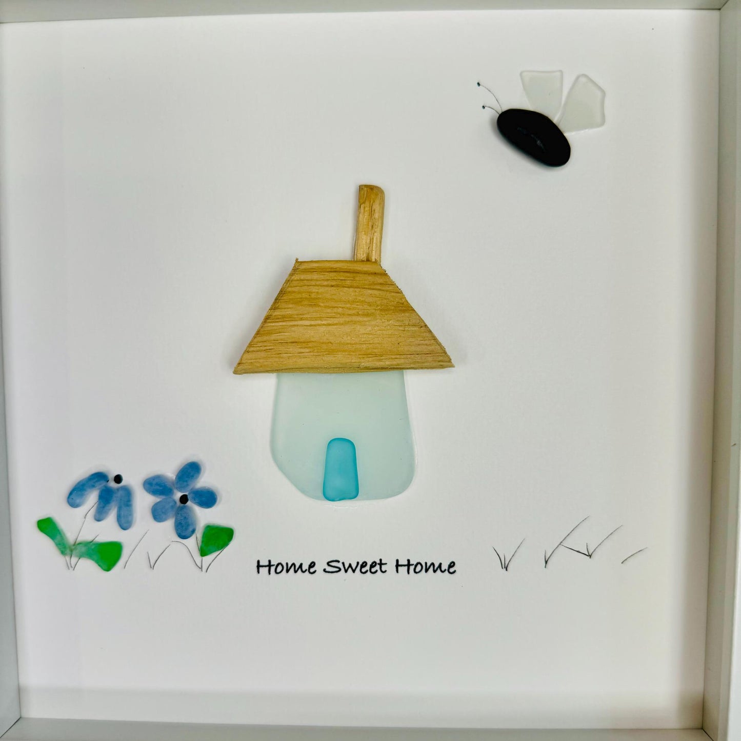 Sea Glass Pebble Art, Sea Glass House, Sea Glass Housewarming Gift, Pebble Art, Home Sweet Home