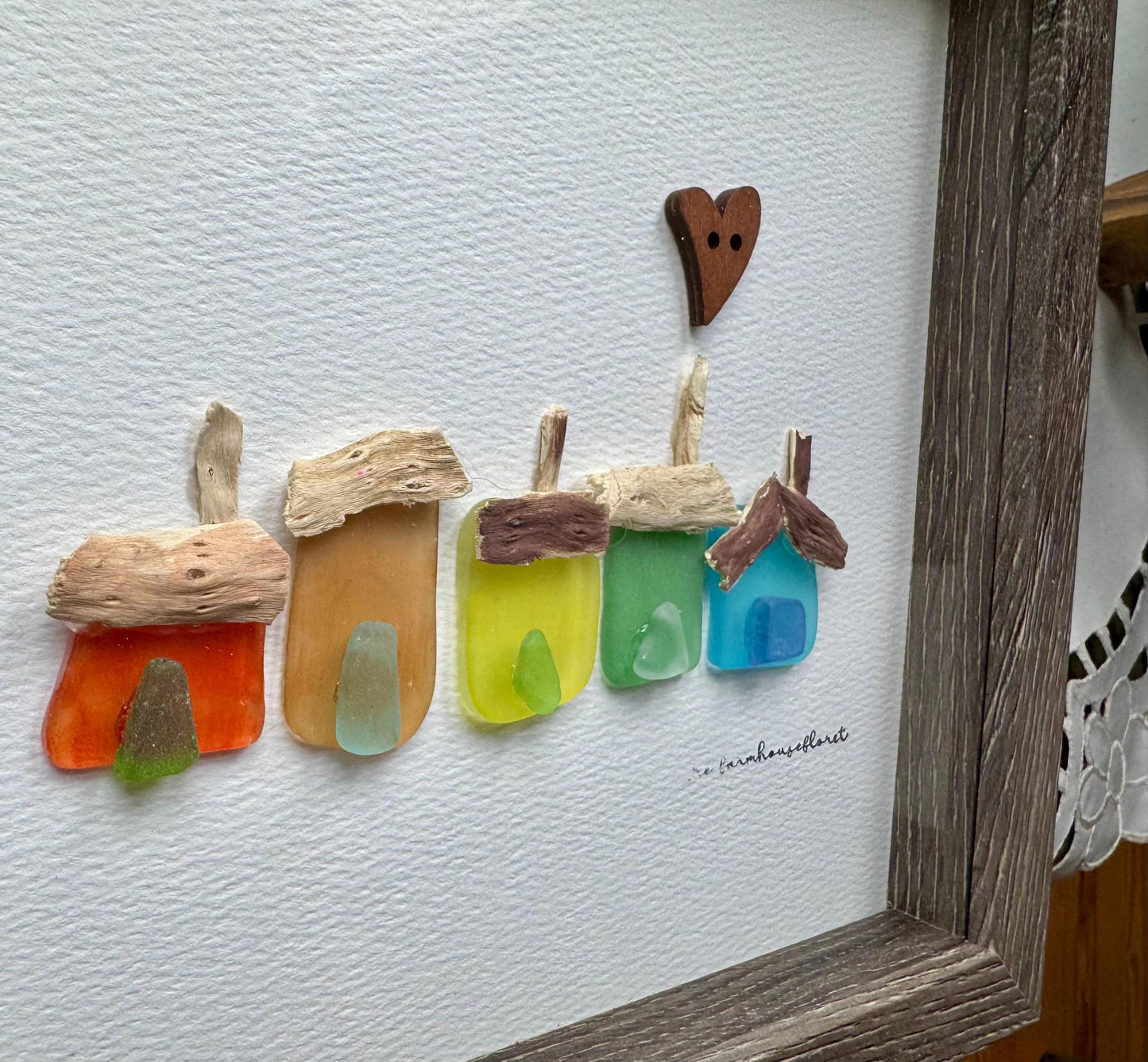 Sea Glass Pebble Art, Sea Glass House, Sea Glass Housewarming Gift, Pebble Art, Home Sweet Home