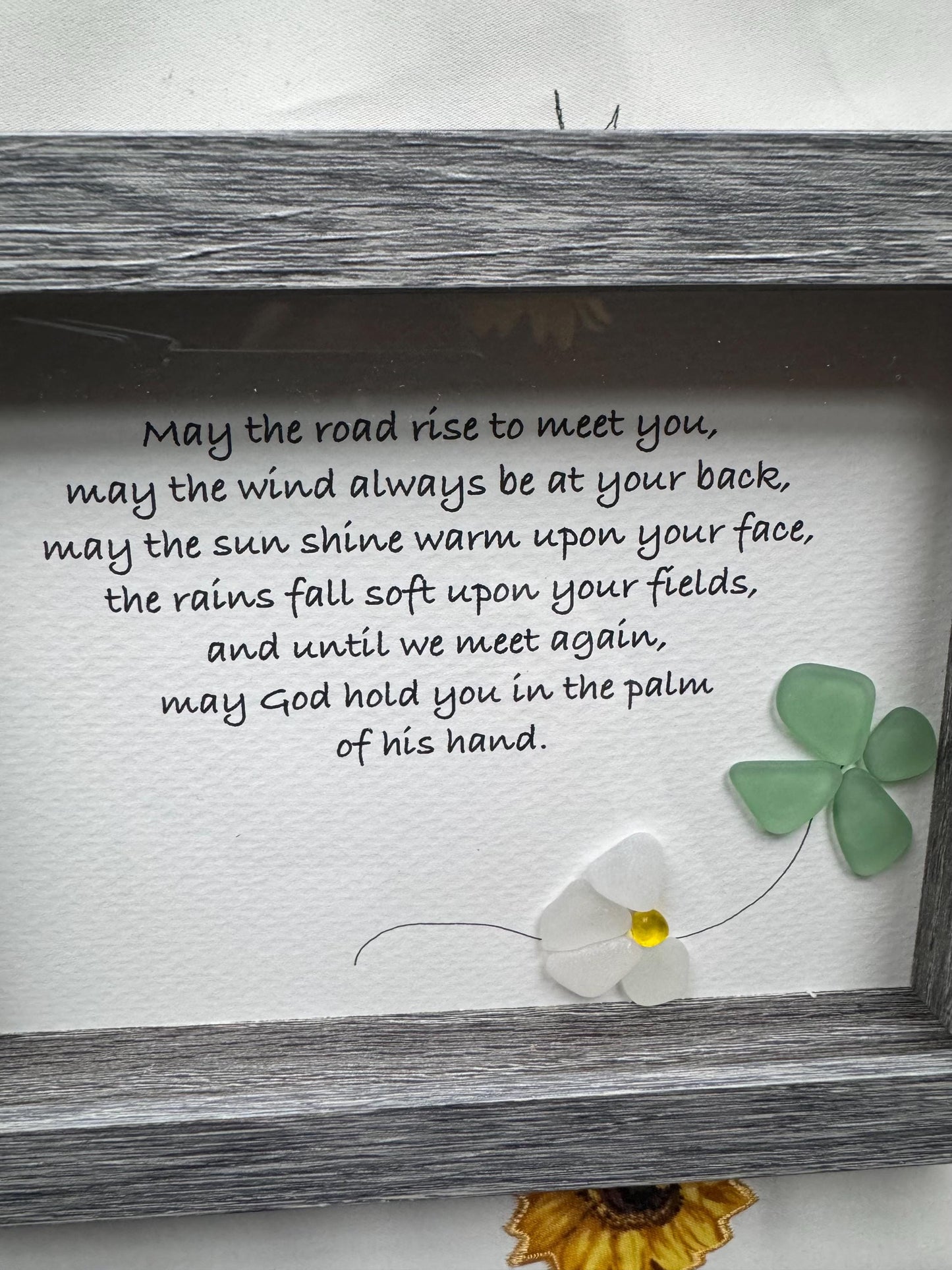 Sea Glass Pebble Art: Framed Blessing, Spiritual Gift