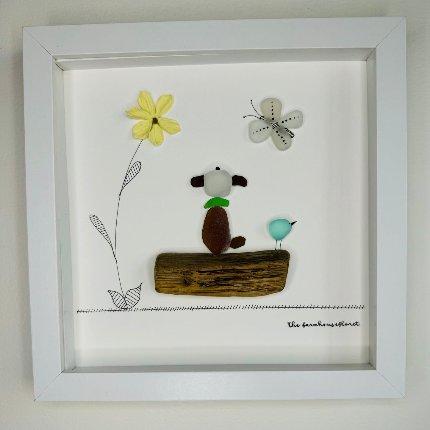 Sea Glass Pebble Art, Sympathy Gift