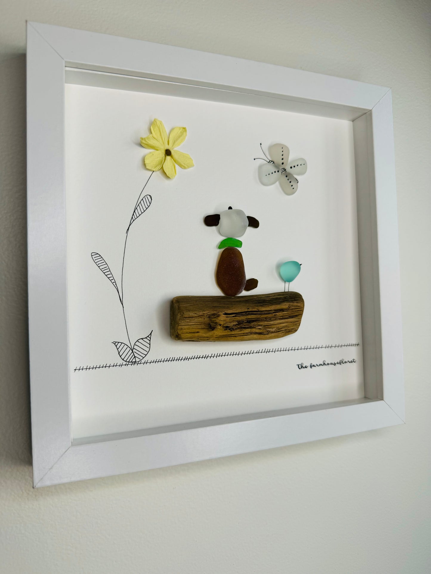 Sea Glass Pebble Art, Sympathy Gift