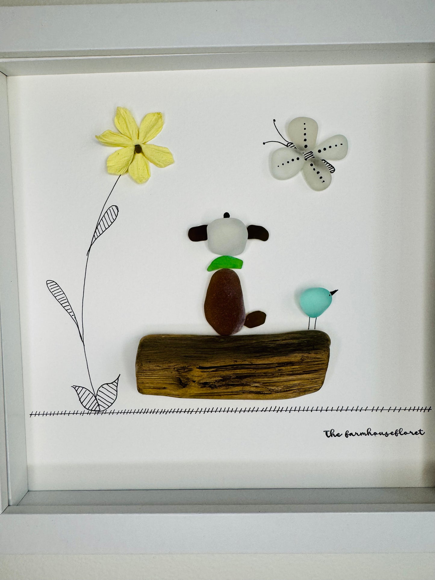 Sea Glass Pebble Art, Sympathy Gift