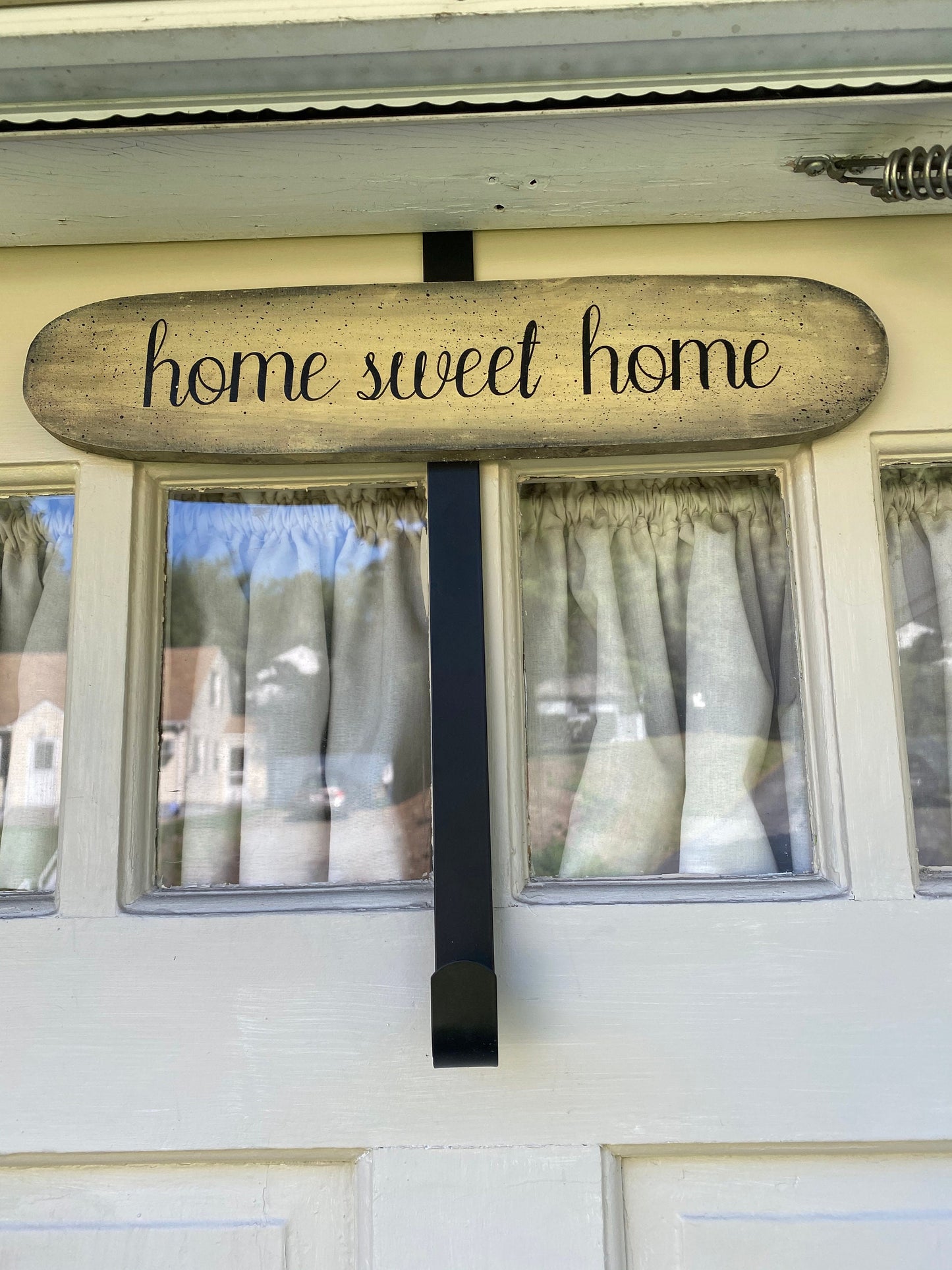 WREATH DOOR Hanger, Front Door Wreath Hanger, Home Sweet Home Over Door Hanger, Farmhouse Sign Decor, Housewarming Gift