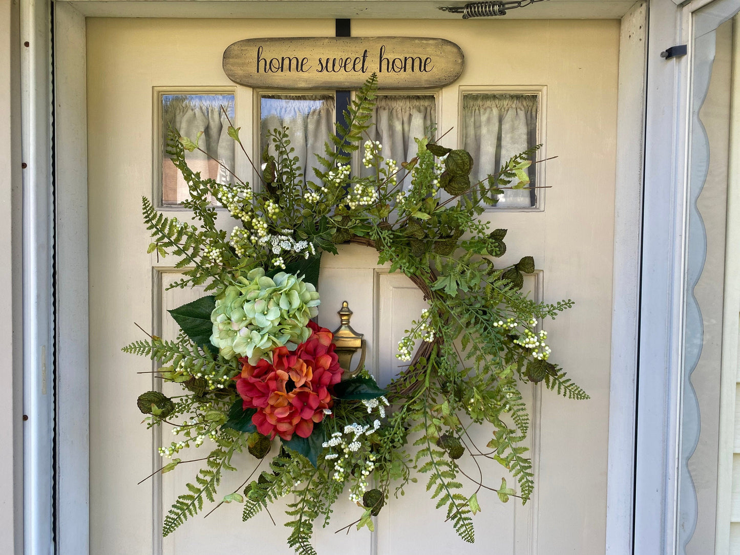 WREATH DOOR Hanger, Front Door Wreath Hanger, Home Sweet Home Over Door Hanger, Farmhouse Sign Decor, Housewarming Gift
