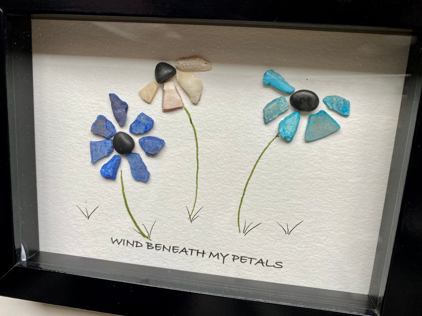 Sea Glass Pebble Art, Pebble Art Pumpkins, Gift for Her, Friendship Gift, Seaglass Picture, Seaglass Pumpkins, Autumn Decor