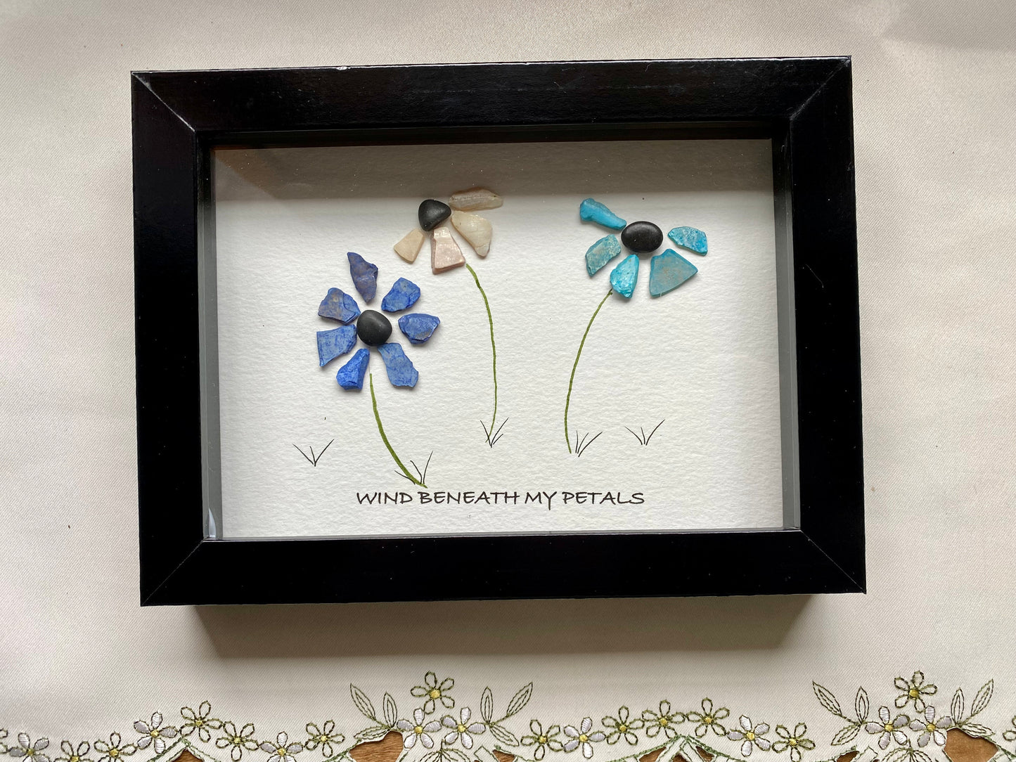 Sea Glass Pebble Art, Pebble Art Pumpkins, Gift for Her, Friendship Gift, Seaglass Picture, Seaglass Pumpkins, Autumn Decor