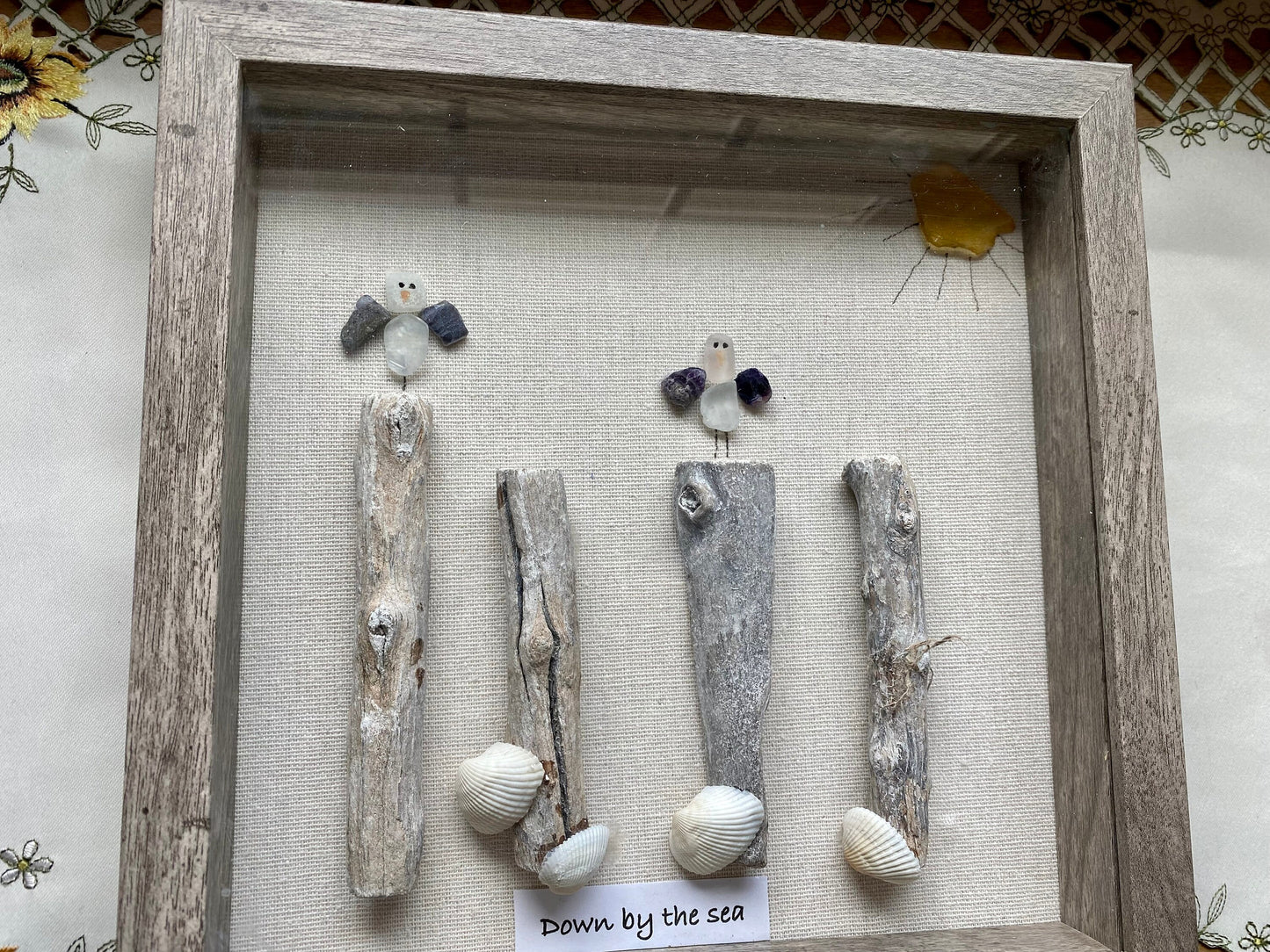 Sea Glass Pebble Art, Pebble Art Birds, Gift for Her, Friendship Gift, Seaglass Picture, Bird Lover Gift
