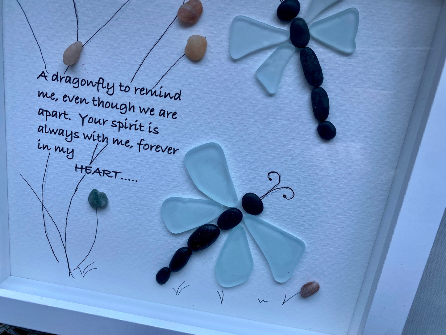 Sea Glass Pebble Art, Pebble Art Nature, Gift for Girl Friend, Friendship Gift, Seaglass Picture, True Friendship