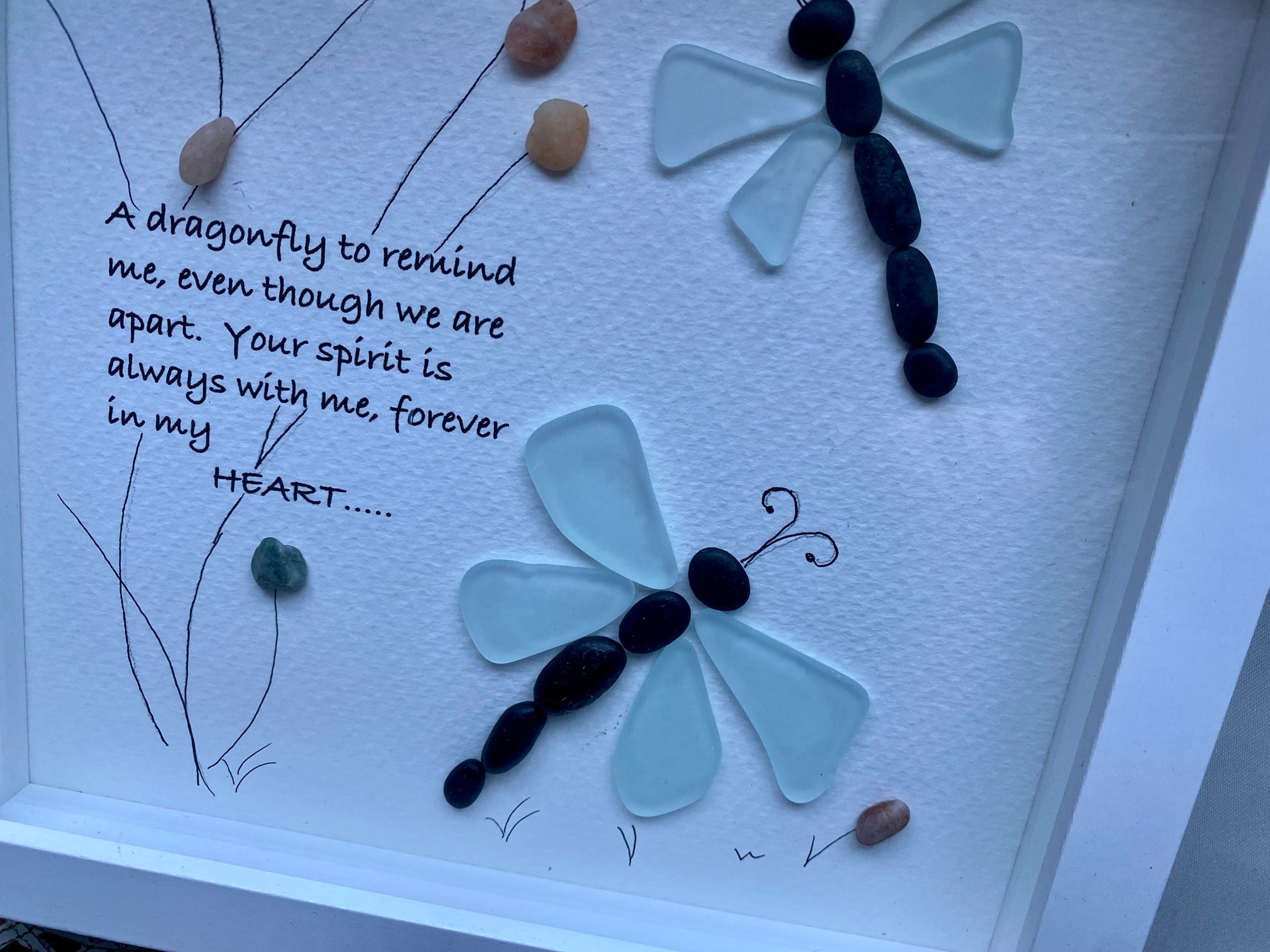 Sea Glass Pebble Art, Pebble Art Nature, Gift for Girl Friend, Friendship Gift, Seaglass Picture, True Friendship