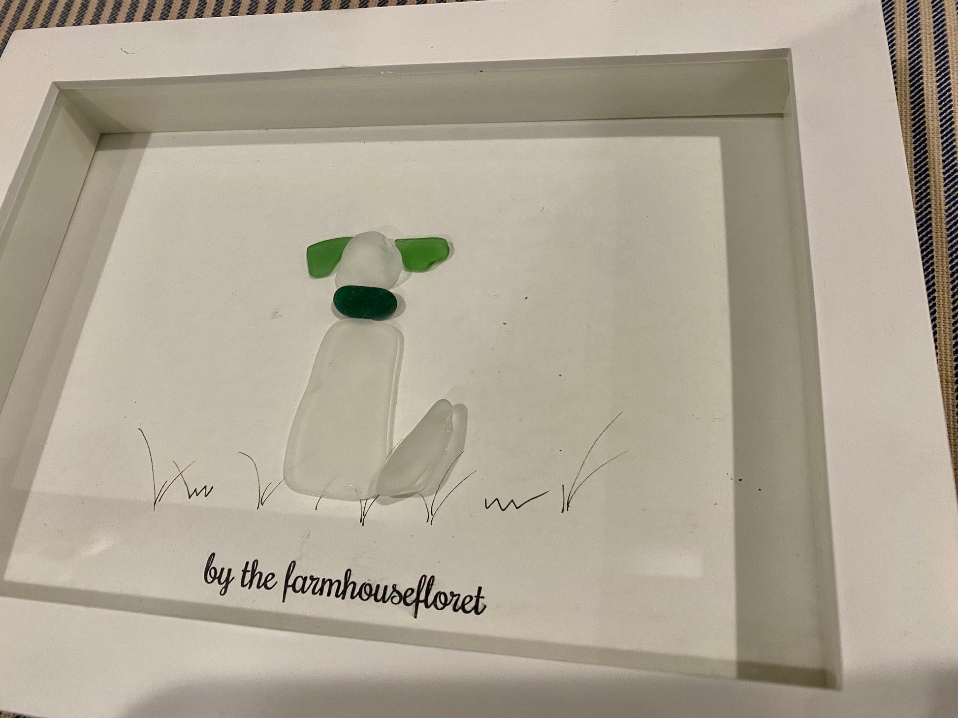 Sea Glass Pebble Art, Pebble Art Dog, Gift for Dog Lover, Friendship Gift, Seaglass Picture, Man's Best Friend
