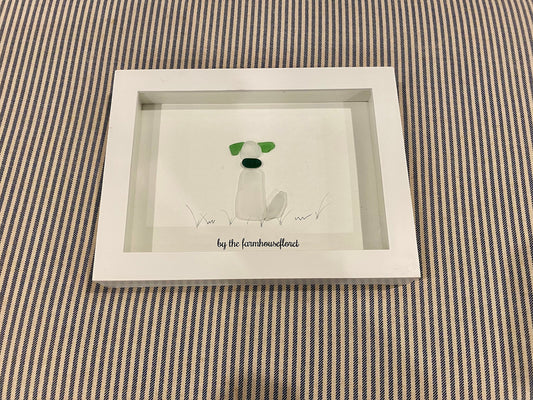Sea Glass Pebble Art, Pebble Art Dog, Gift for Dog Lover, Friendship Gift, Seaglass Picture, Man's Best Friend