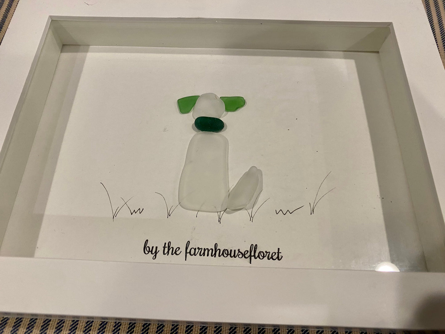 Sea Glass Pebble Art, Pebble Art Dog, Gift for Dog Lover, Friendship Gift, Seaglass Picture, Man's Best Friend