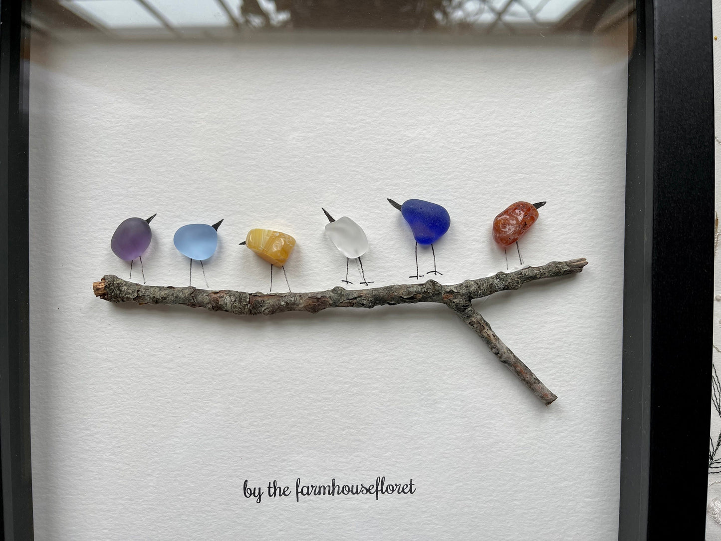 Sea Glass Pebble Art, Pebble Art Birds, Gift for Her, Friendship Gift, Seaglass Picture, Bird Lover Gift