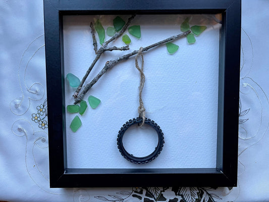 Sea Glass Pebble Art, Pebble Art Rope Swing, Gift for Her, Seaglass Picture, Childhood
