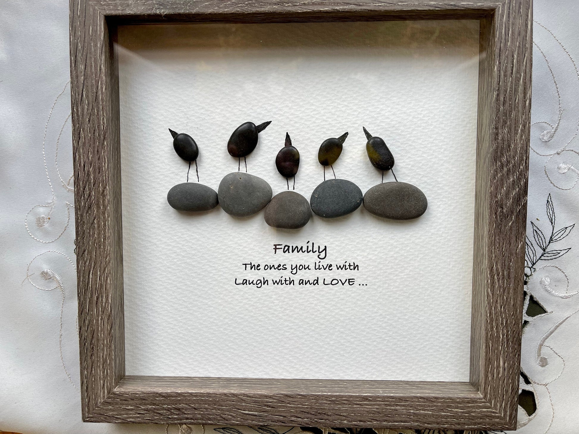 Sea Glass Pebble Art, Pebble Art Birds, Gift for Her, Friendship Gift, Seaglass Picture, Bird Lover Gift