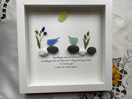 Sea Glass Pebble Art, Pebble Art Nature, Gift after Loss , Sympathy Gift, Seaglass Picture, In Memory Of