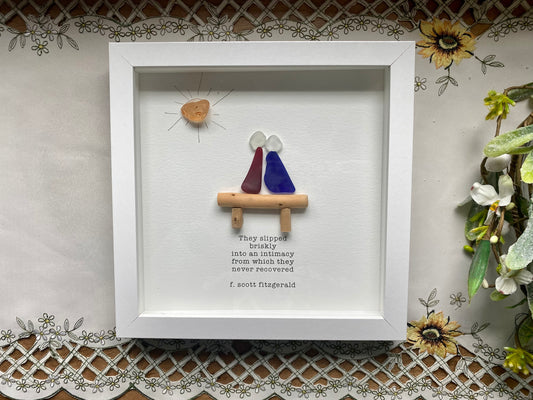Sea Glass Pebble Art, Pebble Art Love, Gift for Her, Anniversary Gift, Seaglass Picture, F Scott Fitzgerald Quote