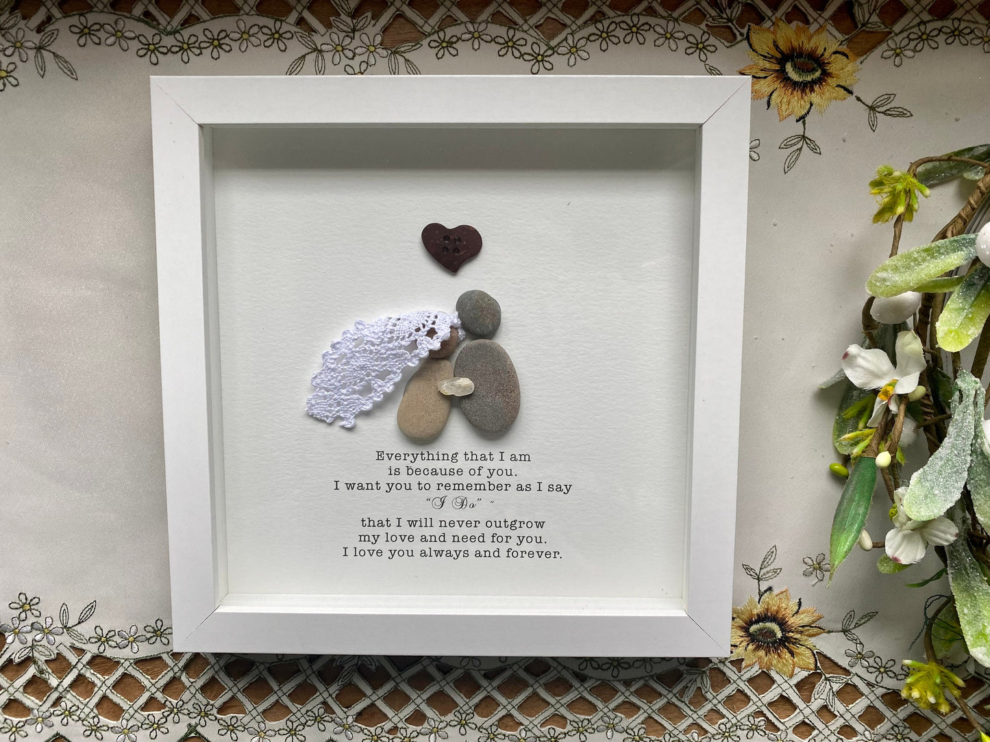 Mother of the Bride Gift, Father of the Bride Gift, Sea Glass Pebble Art, Pebble Art Mother Daughter, Gift for Parent, Seaglass Picture