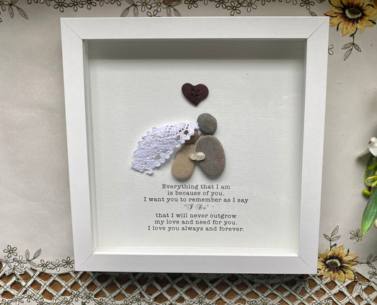 Mother of the Bride Gift, Father of the Bride Gift, Sea Glass Pebble Art, Pebble Art Mother Daughter, Gift for Parent, Seaglass Picture