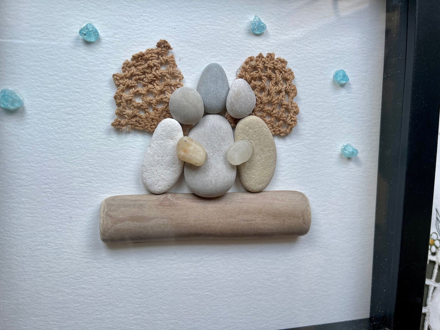 Sea Glass Pebble Art, Pebble Art Nature, Gift after Loss , Sympathy Gift, Seaglass Picture, In Memory Of