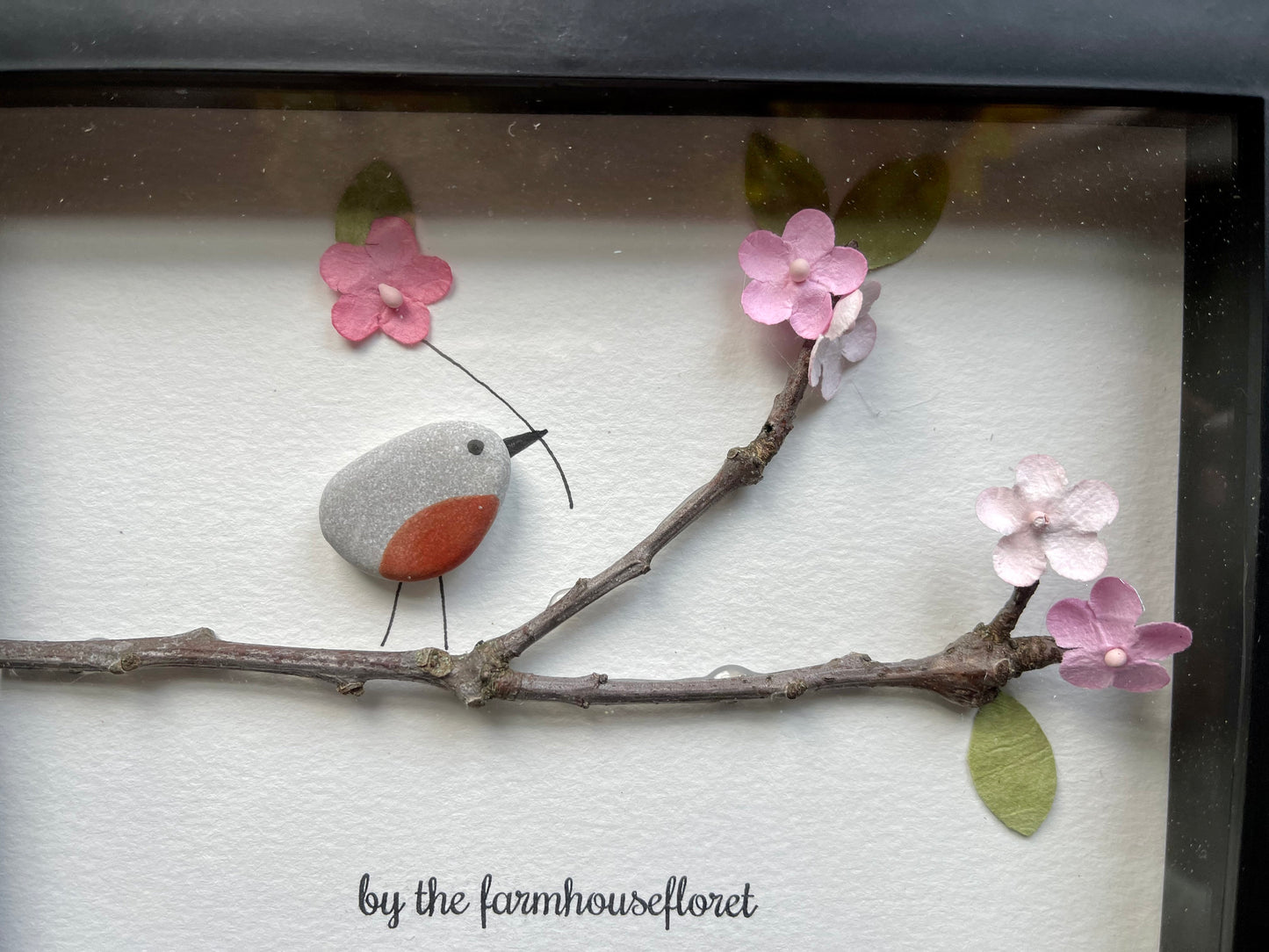 Sea Glass Pebble Art, Pebble Art Bird, Gift for Her, Friendship Gift, Seaglass Picture, Bird Lover Gift, Robin