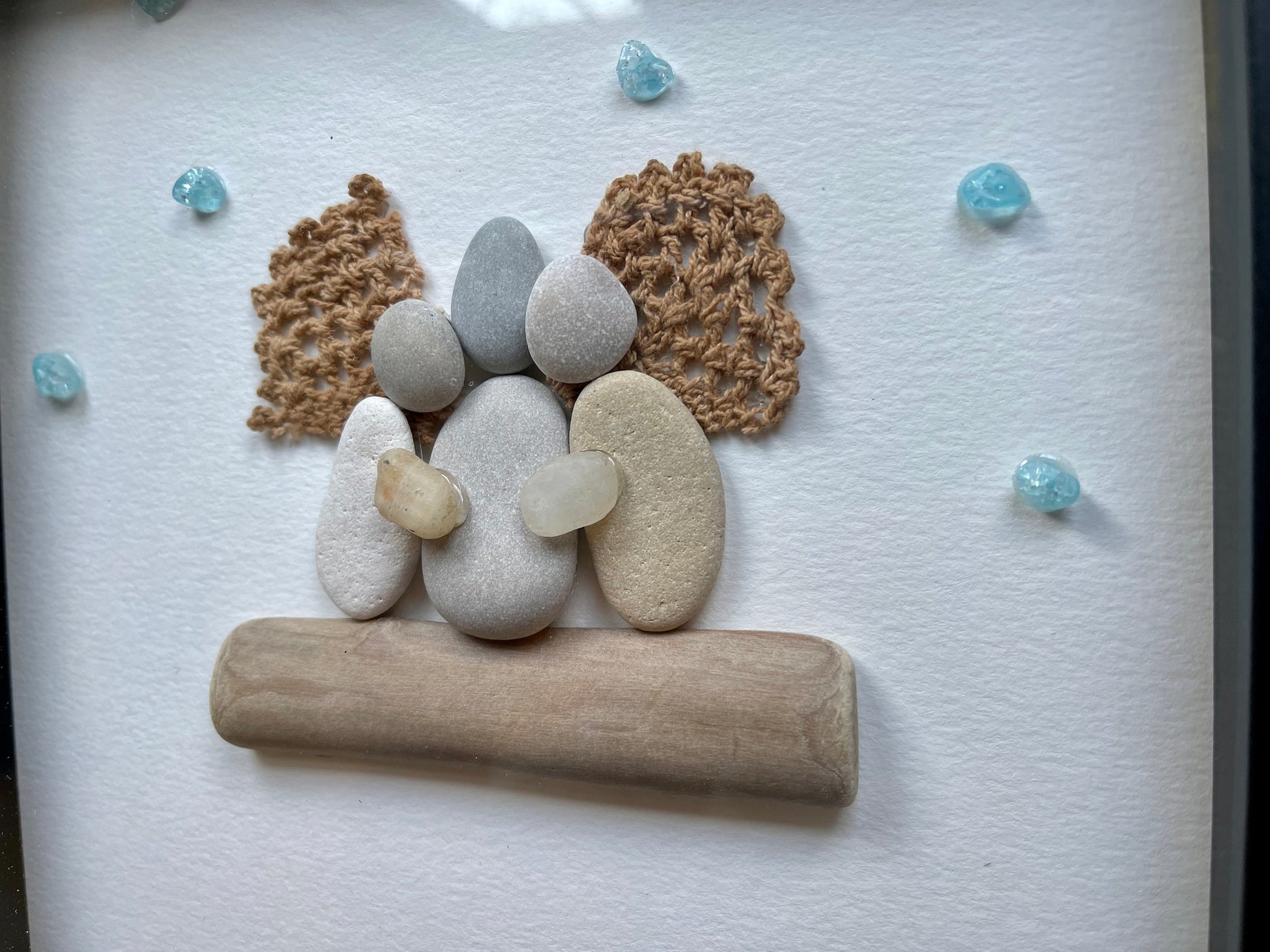 Sea Glass Pebble Art, Pebble Art Nature, Gift after Loss , Sympathy Gift, Seaglass Picture, In Memory Of
