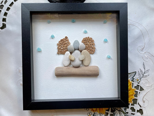 Sea Glass Pebble Art, Pebble Art Nature, Gift after Loss , Sympathy Gift, Seaglass Picture, In Memory Of