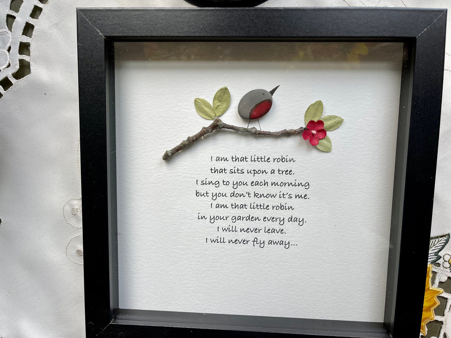 Sea Glass Pebble Art, Pebble Art Nature, Gift after Loss , Sympathy Gift, Seaglass Picture, In Memory Of