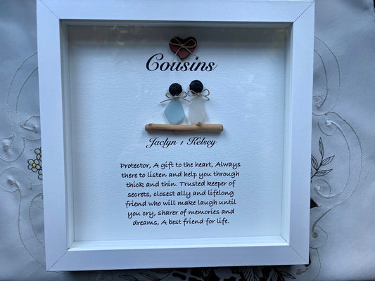 Sea Glass Pebble Art, Pebble Art Flowers, Gift for Her, Cousin Gift, Seaglass Picture, Family Is Forever