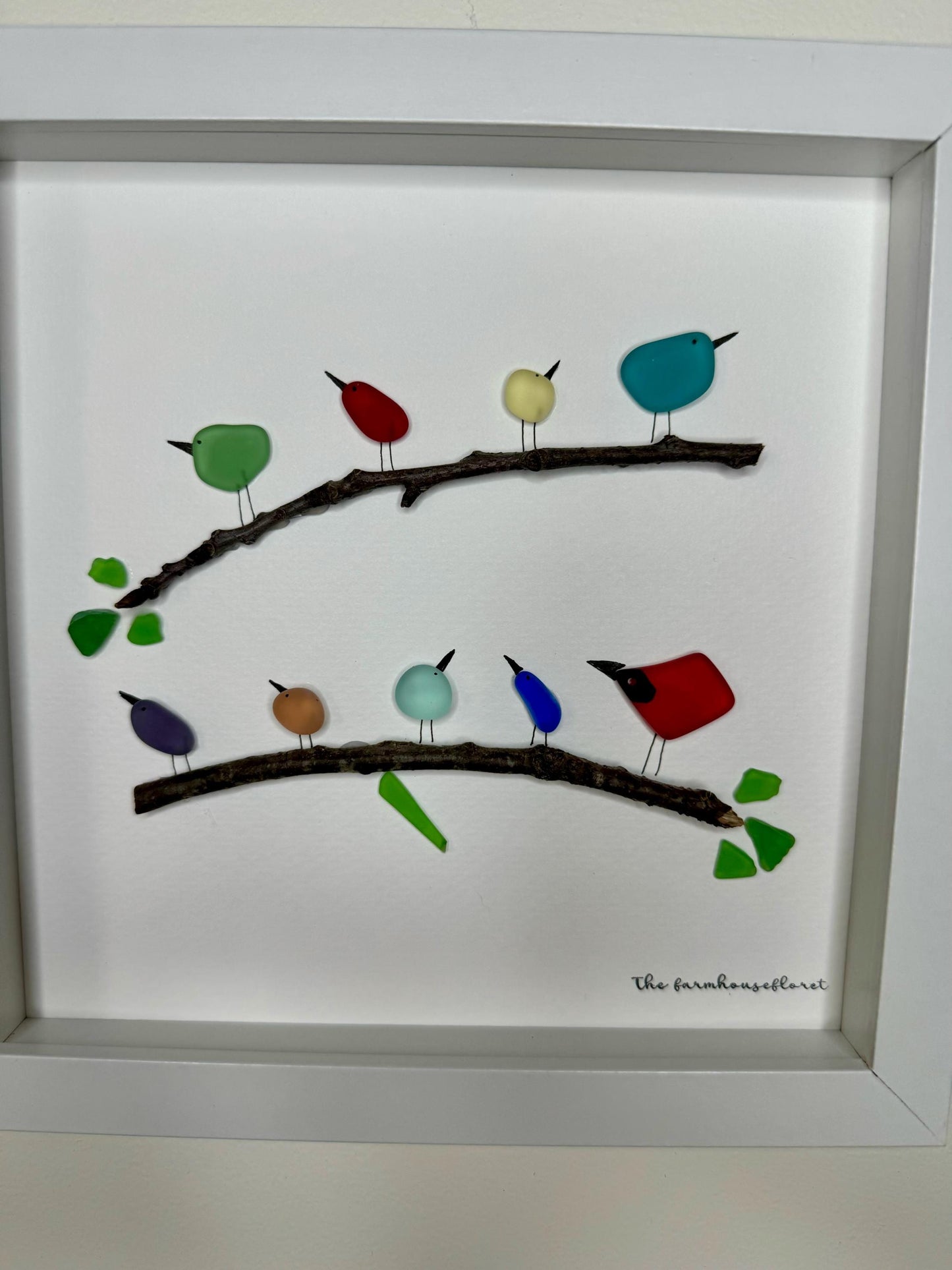 Sea Glass Pebble Art, Pebble Art Birds, Gift for Her, Friendship Gift, Seaglass Picture, Bird Lover Gift