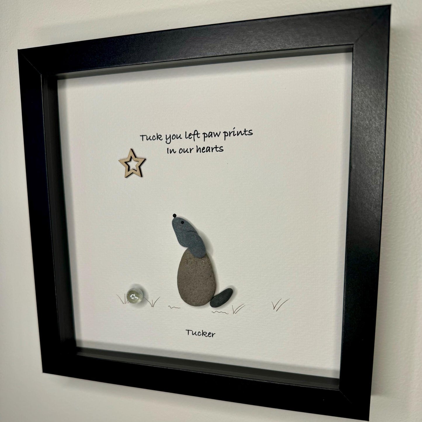 Sea Glass Pebble Art, Loss of Dog, Pebble Art Pet Loss, Sympathy Gift, Seaglass Picture, In Memory of Dog