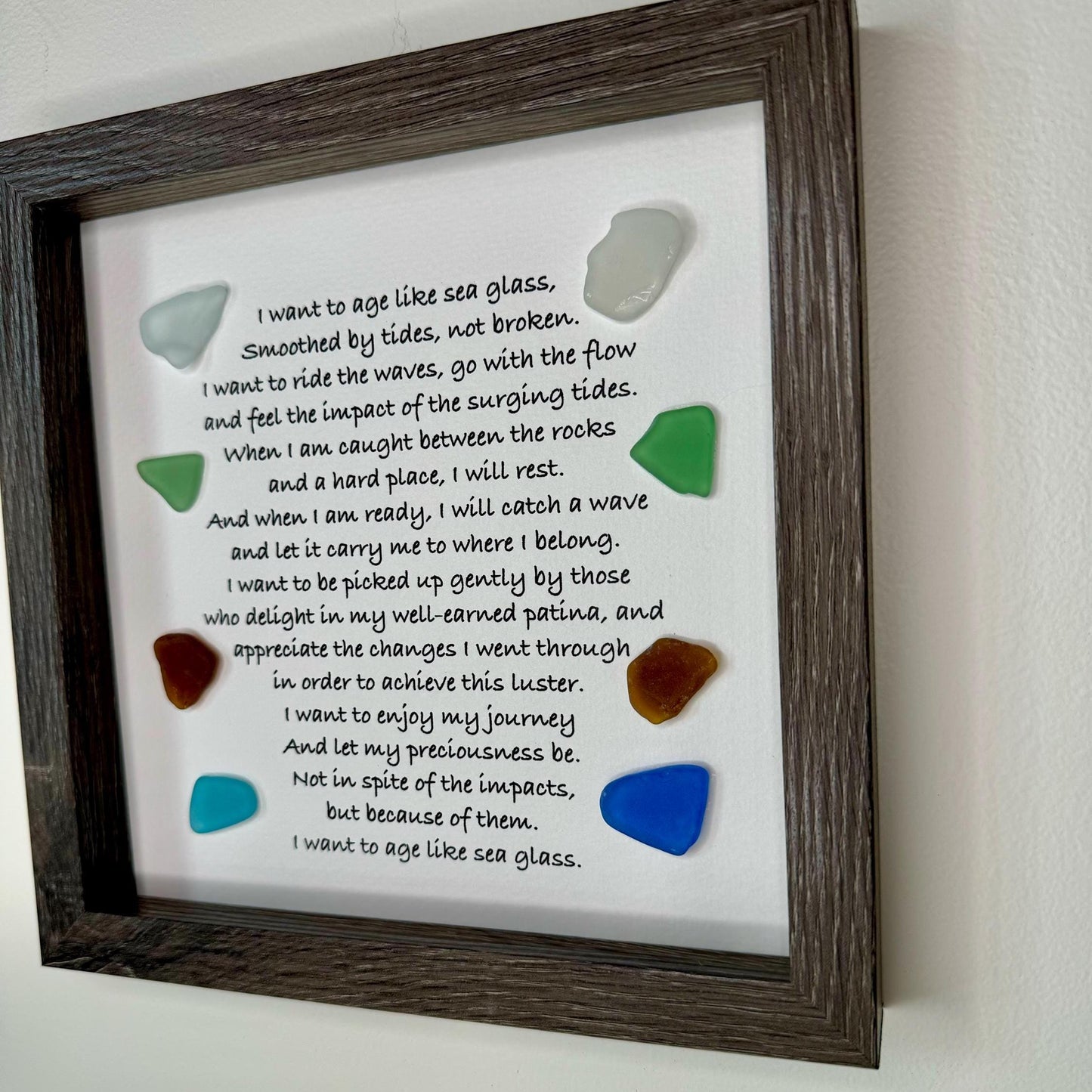 Sea Glass Pebble Art, Sea Glass, Gift for Her, Friendship Gift, Seaglass Picture, Age Like Sea Glass