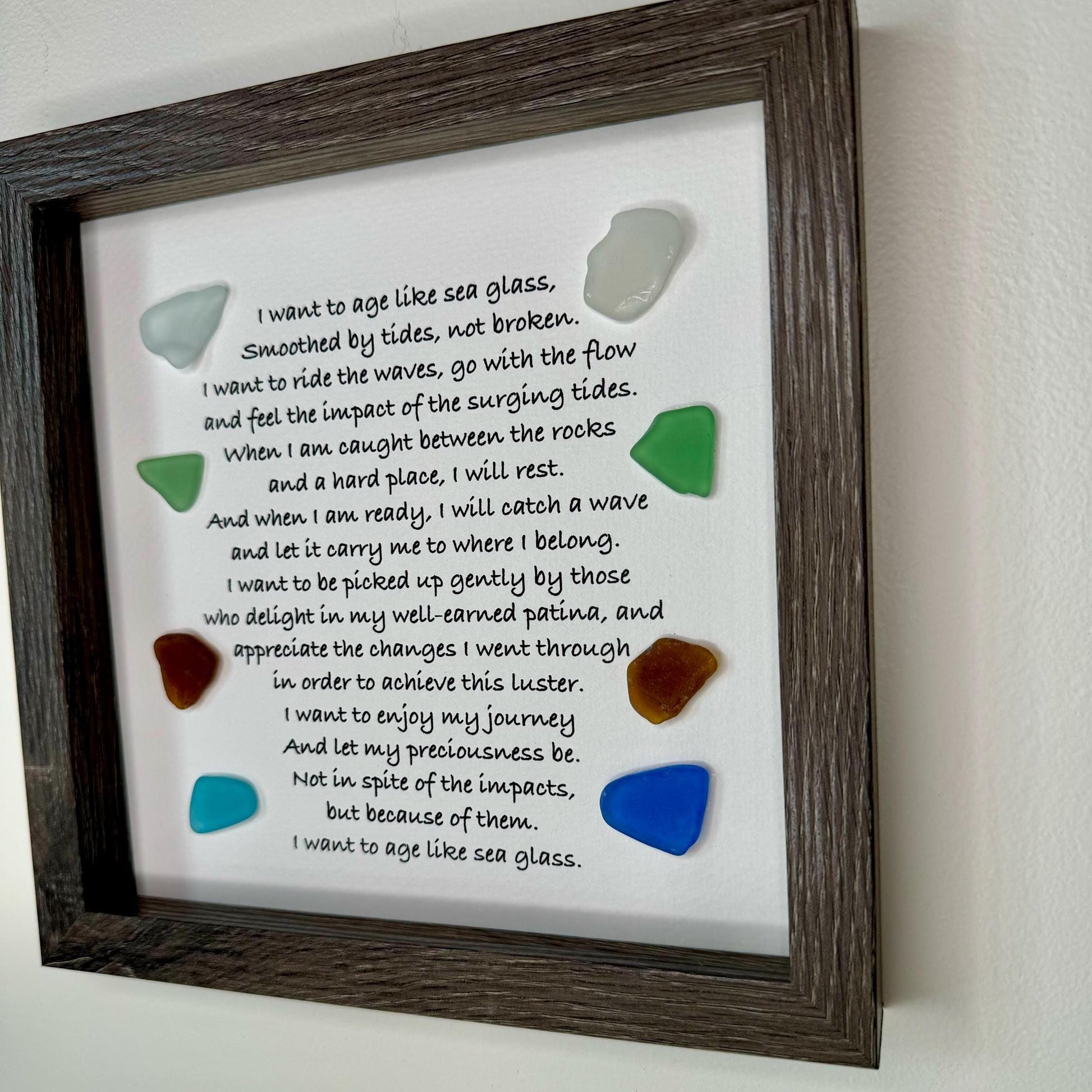 Sea Glass Pebble Art, Sea Glass, Gift for Her, Friendship Gift, Seaglass Picture, Age Like Sea Glass