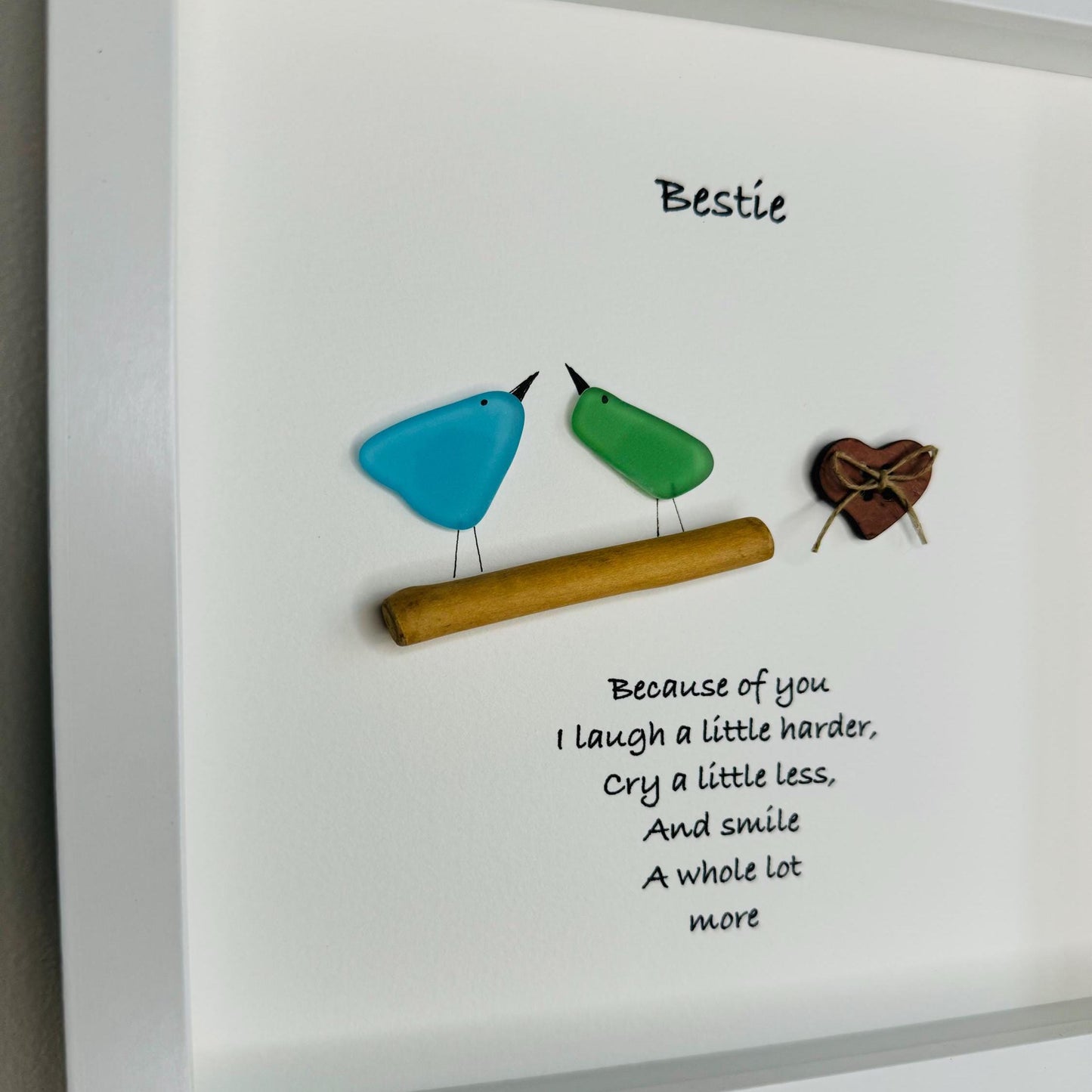 Sea Glass Pebble Art, Pebble Art Birds, Gift for Her, Friendship Gift, Seaglass Picture, Bird Lover Gift