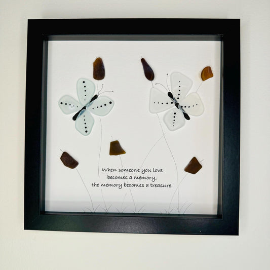 Sea Glass Pebble Art, Pebble Art Nature, Gift after Loss , Sympathy Gift, Seaglass Picture, In Memory Of