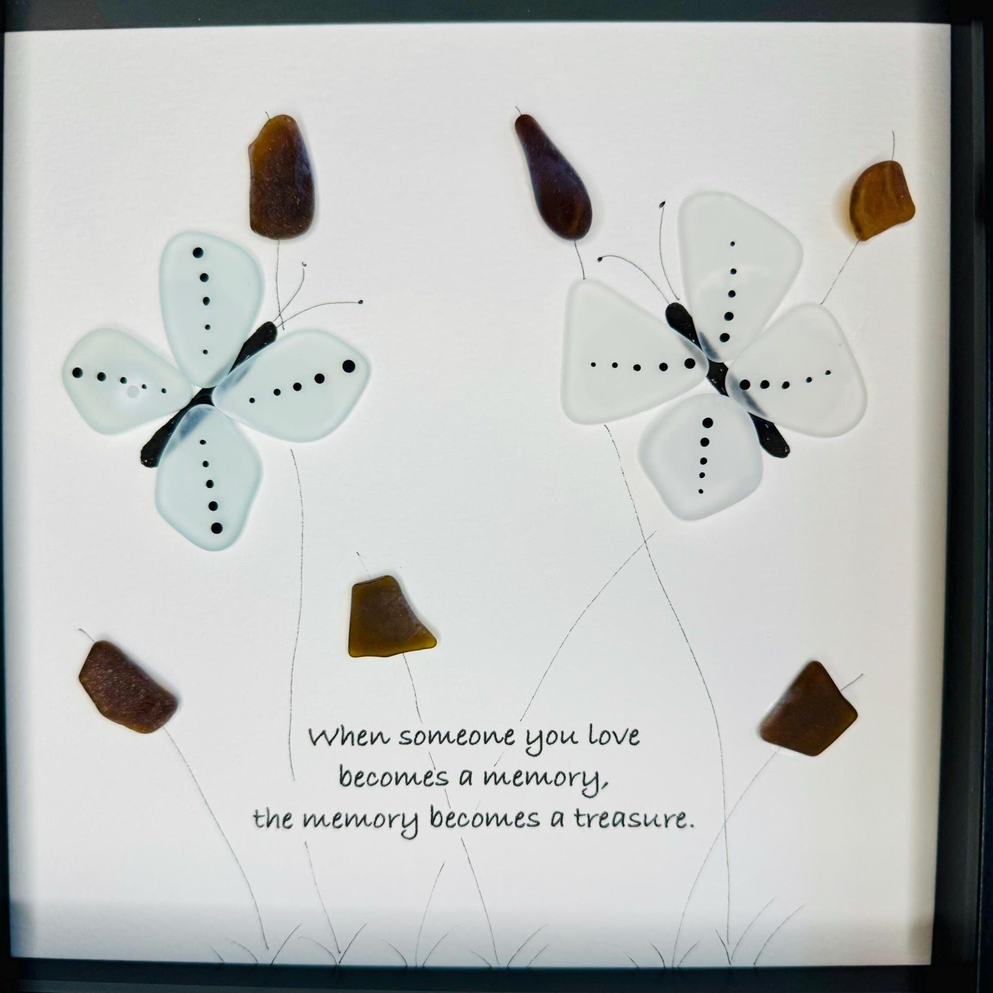 Sea Glass Pebble Art, Pebble Art Nature, Gift after Loss , Sympathy Gift, Seaglass Picture, In Memory Of