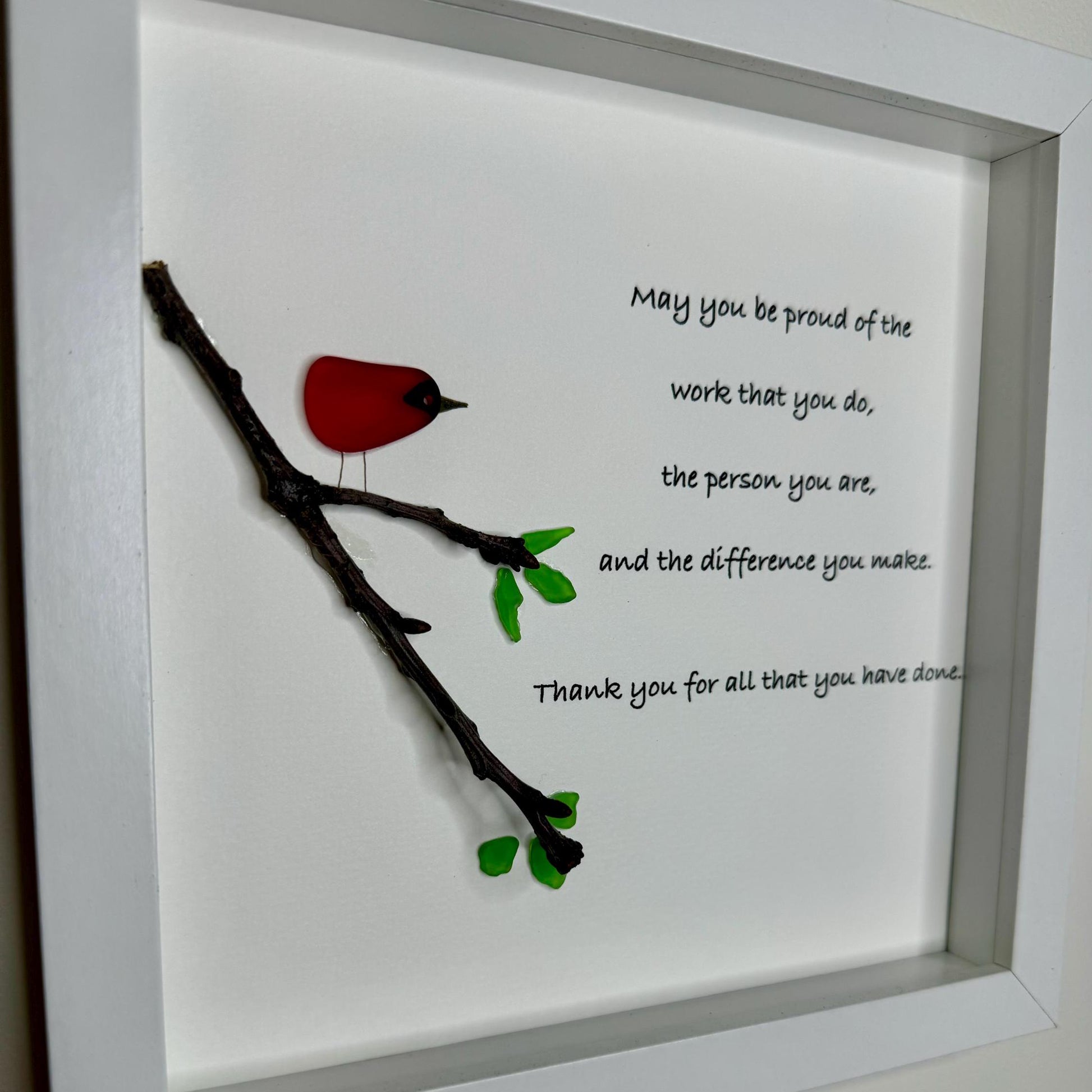 Sea Glass Pebble Art, Pebble Art Nature, Gratitude Gift , Seaglass Picture, Thank you for all you do
