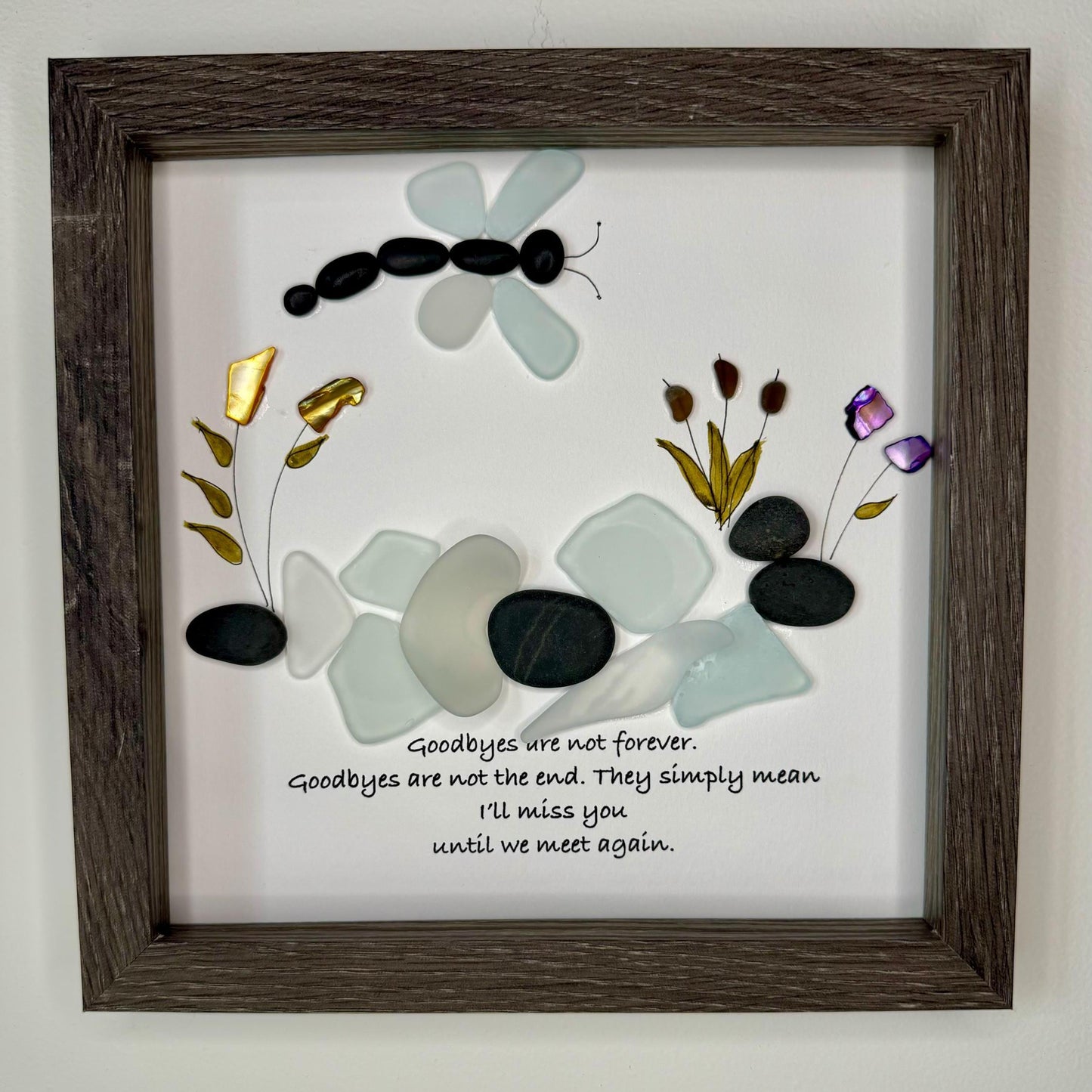 Sea Glass Pebble Art, Pebble Art Nature, Gift after Loss , Sympathy Gift, Seaglass Picture, In Memory Of