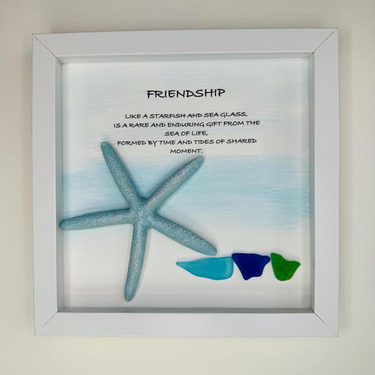 Sea Glass Pebble Art, Pebble Art Beach Scene, Gift for Her, Friendship Gift, Seaglass Picture, Beach Lover, Starfish