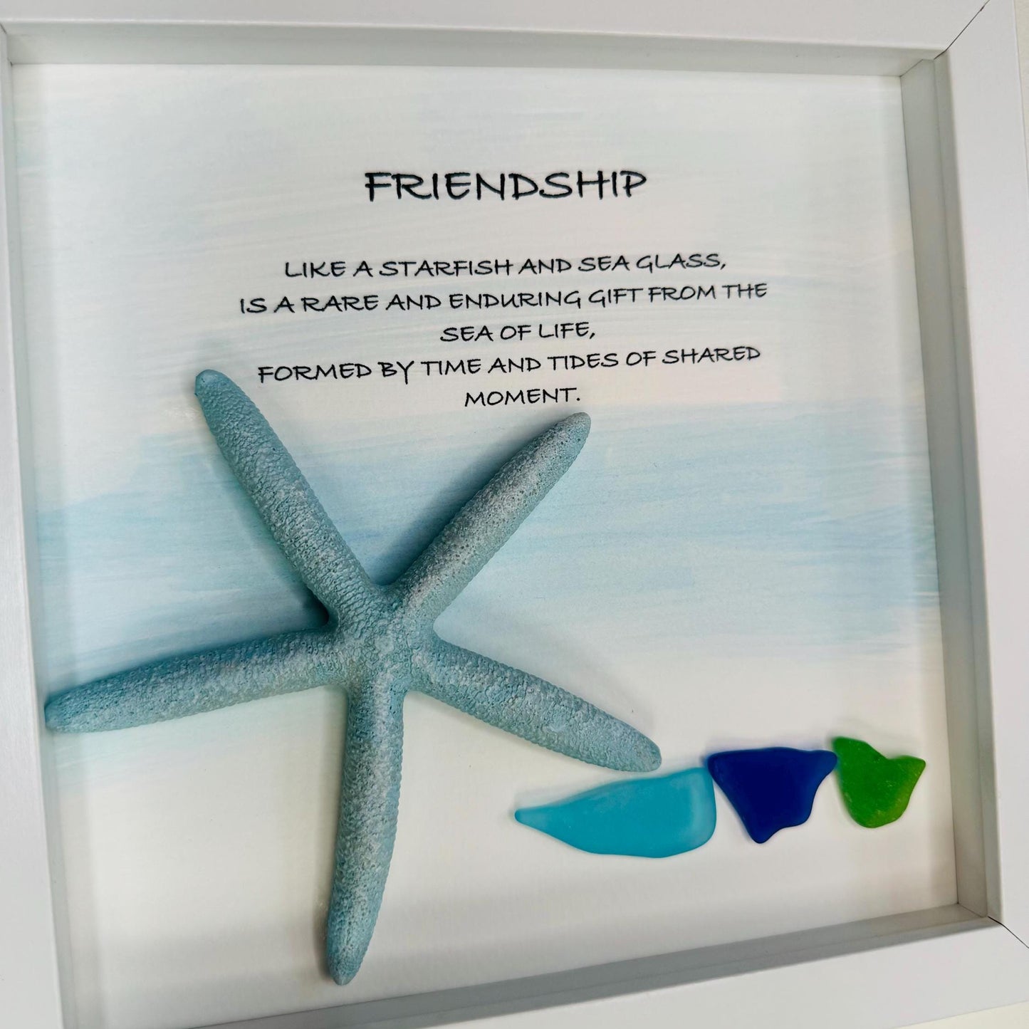 Sea Glass Pebble Art, Pebble Art Beach Scene, Gift for Her, Friendship Gift, Seaglass Picture, Beach Lover, Starfish